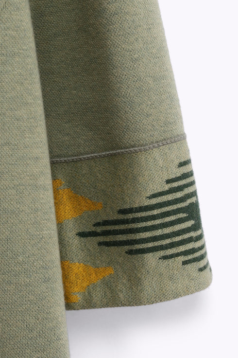 Reversible long coat in cotton blend jacquard with pockets